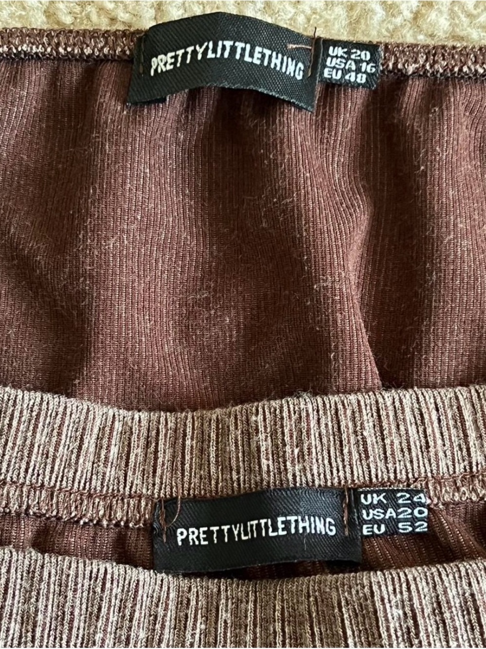 PrettyLittleThing Brown Ribbed Two-Piece Set - Picture 3 of 3
